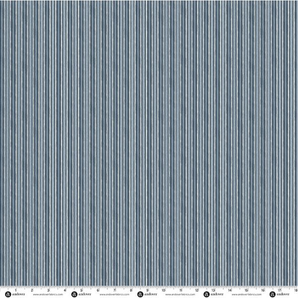 285-B Dash Stripe Blue, Indigo by Makower