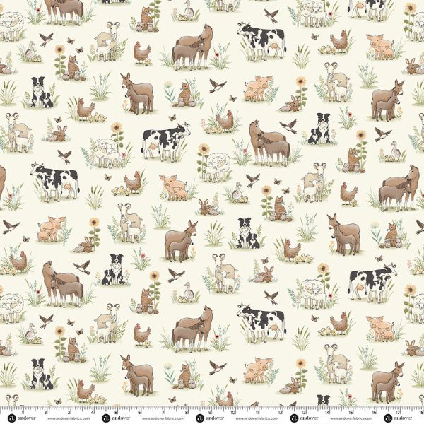 287-Q Animals Cream, Smallholding by Makower