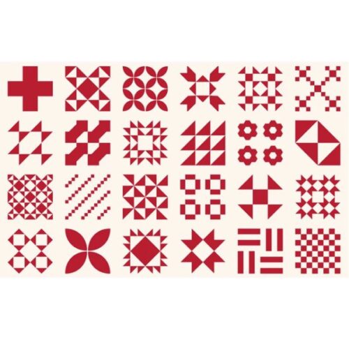 55542 21 Red Barn Christmas Vanilla Red Small Quilt Block Panel Sweetwater for Moda