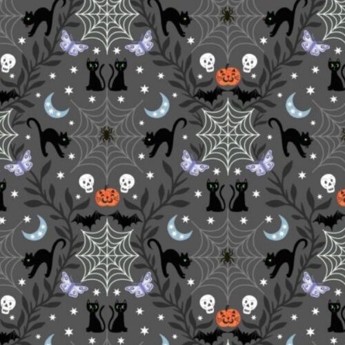 A576 3 Cobwebs & cats on grey , Castle Spooky by Lewis & Irene