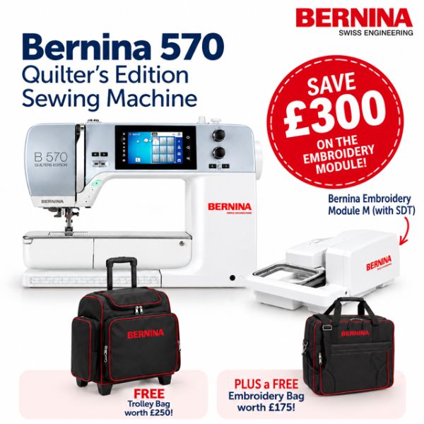 Bernina 570 QE Embroidery Module and bags bundle offer