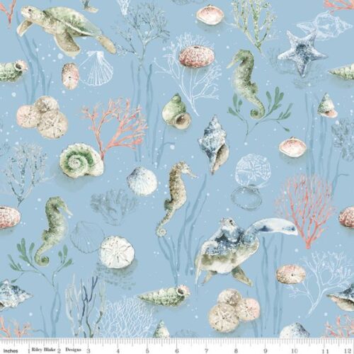 C18820 Main Blue, Sea Echoes, Lisa Audit by Riley Blake