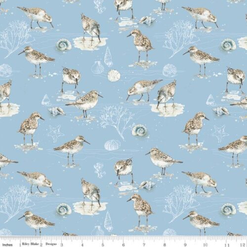 C18821 Birds Blue, Sea Echoes, Lisa Audit by Riley Blake