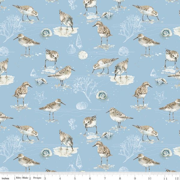 C18821 Birds Blue, Sea Echoes, Lisa Audit by Riley Blake