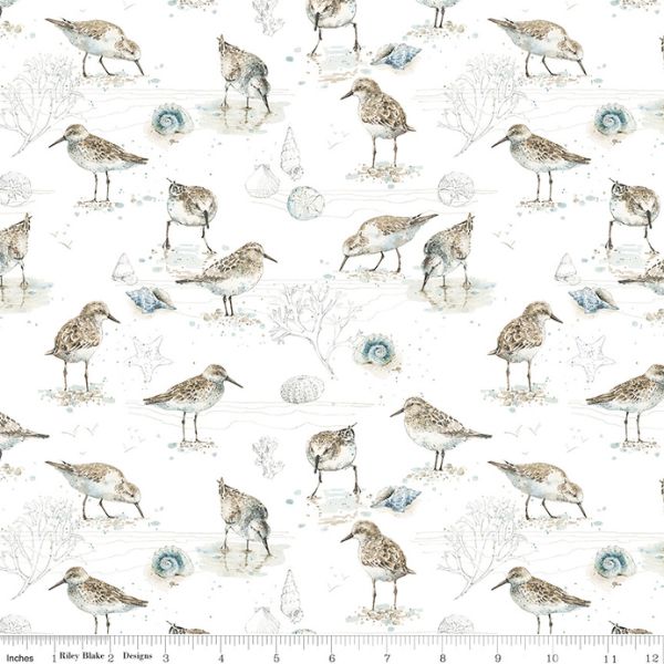 C18821 Birds White, Sea Echoes, Lisa Audit by Riley Blake