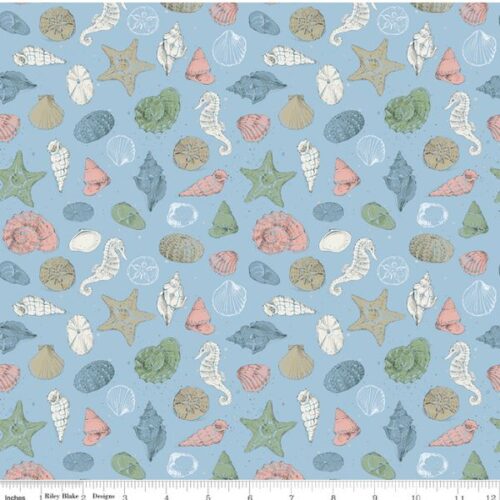 C18822 Shells Blue, Sea Echoes, Lisa Audit by Riley Blake