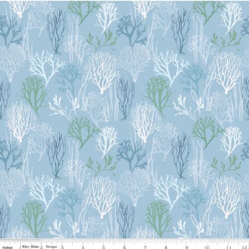 C18823 Aquatic Plants Blue, Sea Echoes, Lisa Audit by Riley Blake
