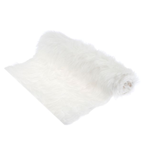 EH044 Faux Fur Fabric Roll - 1m x 30cm - White