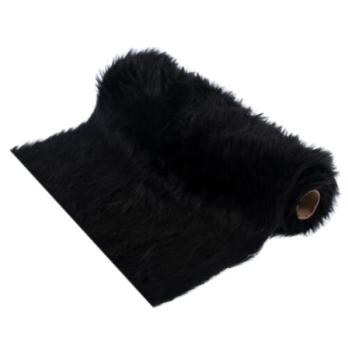 EH045 Faux Fur Fabric Roll Black,1m x 30cm