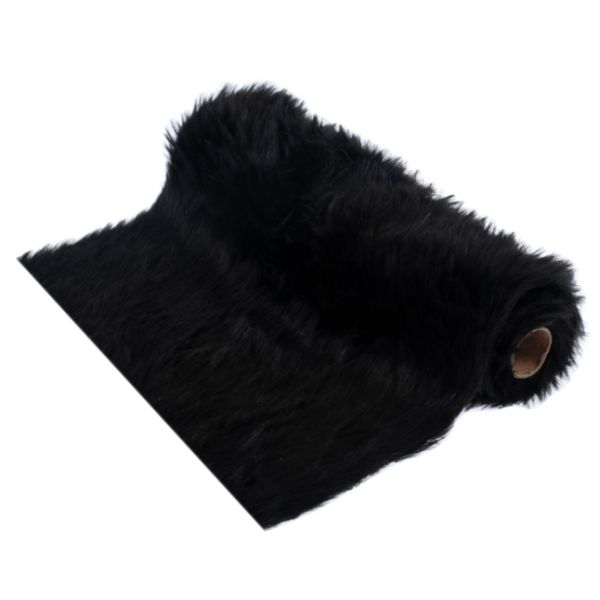 EH045 Faux Fur Fabric Roll Black,1m x 30cm