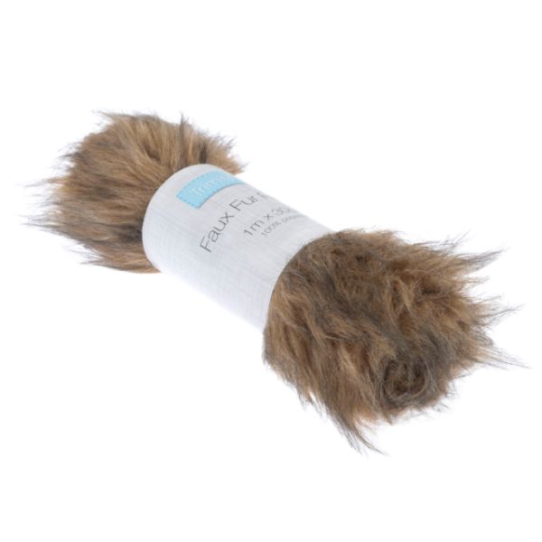 EH046 Faux Fur Fabric Roll Brown,1m x 30cm
