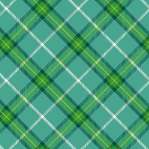 L48B Celtic check on light emerald (with gold metallic), Fields of Clover by Lewis & Irene