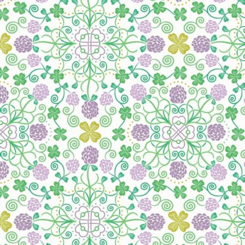 L49A Celtic clover on cream (with gold metallic), Fields of Clover by Lewis & Irene