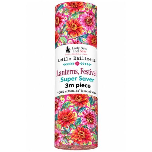 PWOB120.PINK Zinnias, Festival by Odile Bailloeul 3 metre bundle