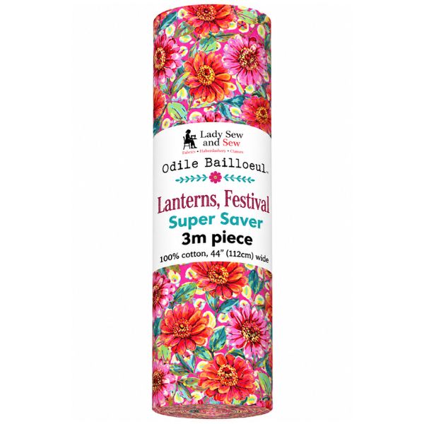 PWOB120.PINK Zinnias, Festival by Odile Bailloeul 3 metre bundle