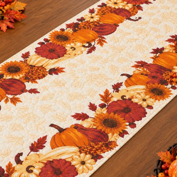 Autumn Pumpkin Table Runner Fabric 16in Wide