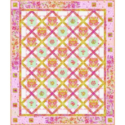 Lattice Blooms Quilt Kit Afterglow, Down to Earth by Tula Pink
