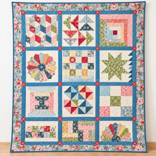 Patchwork Sampler Quilt made during a beginner patchwork quilting class