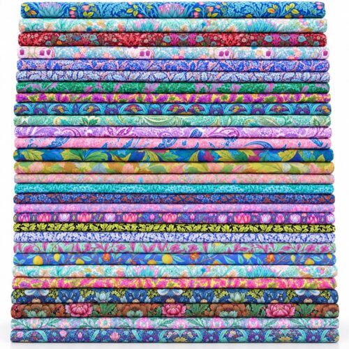 Kaffe Fassett x Morris & Co. fabric collection by FreeSpirit Fabrics, featuring colourful floral and botanical quilting fabrics