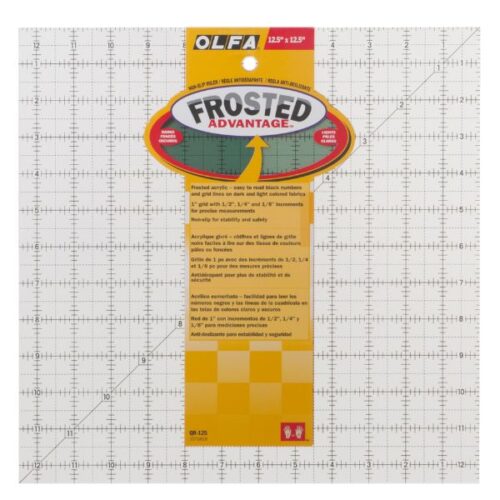 QR12S Olfa Square Quilting Ruler: Non-slip: 12.5 x 12.5 inch