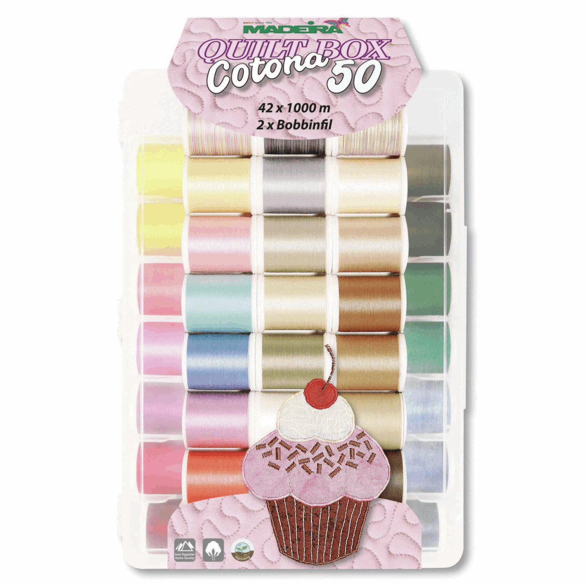 Softbox Quilt Box: Cotona No.50: 42 x 1,000m; 2 x Bobbinfil: Spools