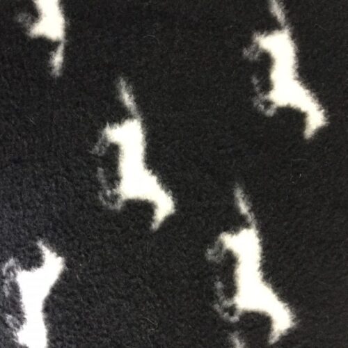 White Horses on Black - Printed Fleece