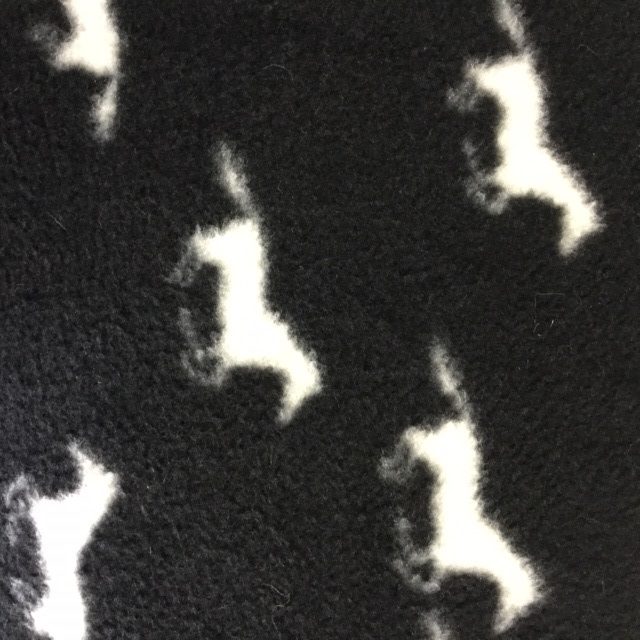 White Horses on Black - Printed Fleece