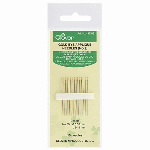 Gold Eye Applique Hand Sewing Needles: No.9 (15 pieces)