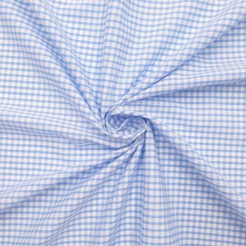 Pale Blue Poly/Cotton Gingham– 1/8” Checks