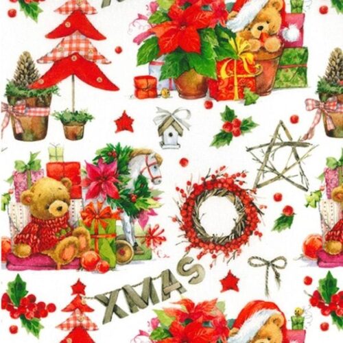 Festive Teddy Bear 54″ wide Christmas Print (DP0018)