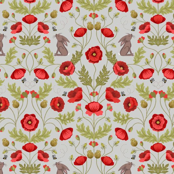 Poppies A557.1 Light Grey