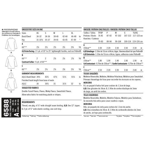 6588 New Look Unisex Top Sewing Pattern 6588: New Look Sewing Pattern