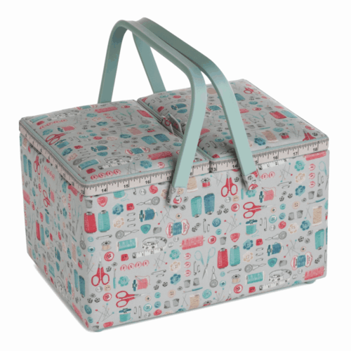 HGTLRLS\562: Sewing Box (L): Twin Lid: PVC Handle: Stitch in Time