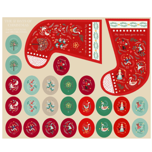 The 12 Days of Christmas-C76 Stocking Panel