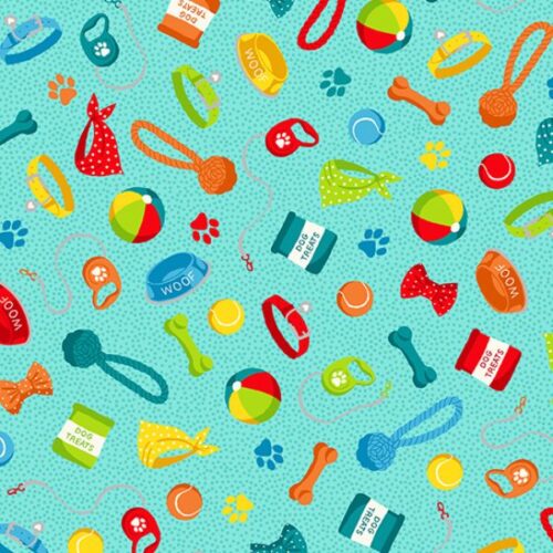 2542/B Scatter in Blue: Furry Friends: Makower