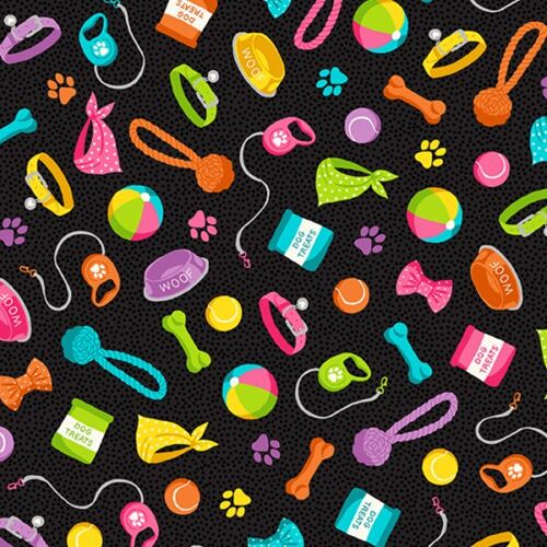 2542/X Scatter in Black: Furry Friends: Makower