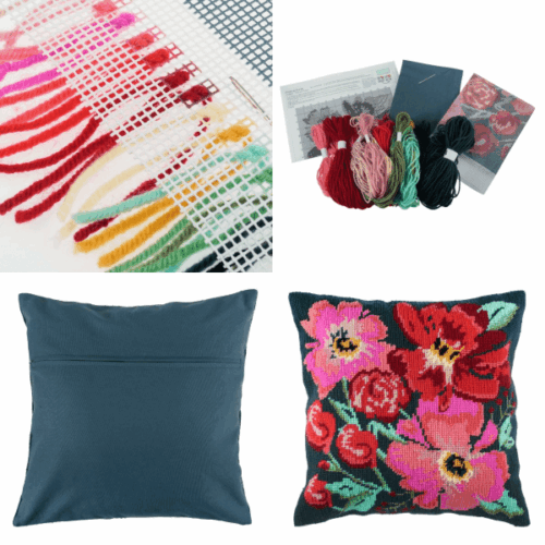 Painted Floral Cross Stitch Cushion Kit