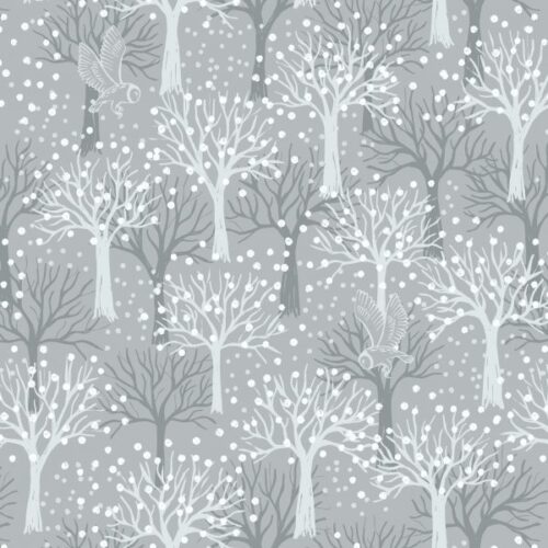 A660.1 Owl Orchard on Light Grey with pearl