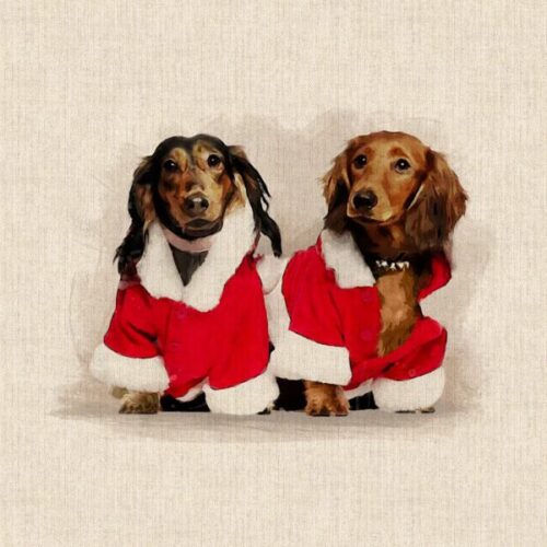 DCP057 Christmas Dachshunds Cushion Panel