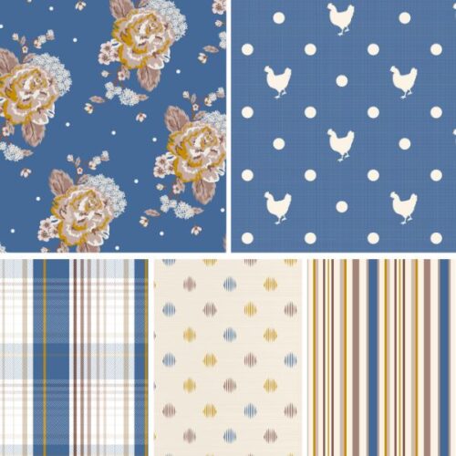 2986-01 Fat Quarter Pack Blue Skies & Nutmeg Stuart Hillard
