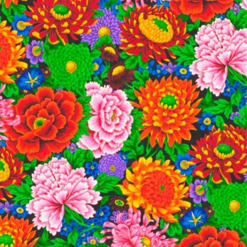 PWSL119Multi Peony and Chrysanthemum Temple Garden Snow Leopard Designs