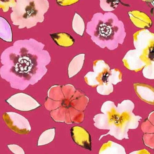 19-516 Avalana Jersey Watercolor Blooms