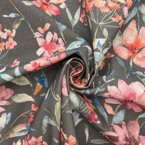 OGL002 Giardino Charcoal Digitally Printed Linen