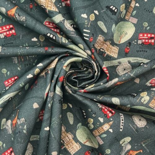 PUC016 My Day in London Charcoal Cotton Panama