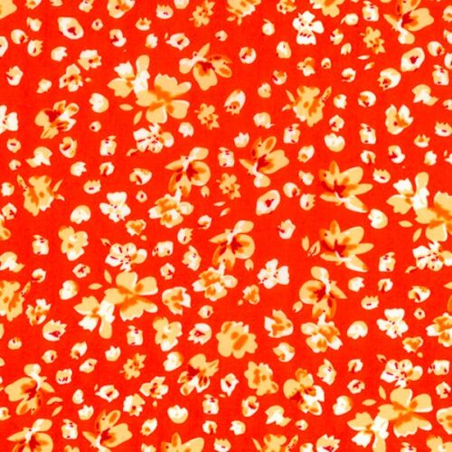 VC0150 Orange Floral Viscose Print