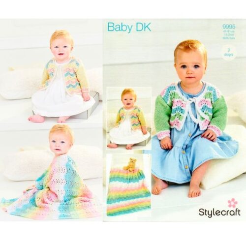 9995 Cardigans & Blanket Set DK Knitting Pattern Baby Sparkle