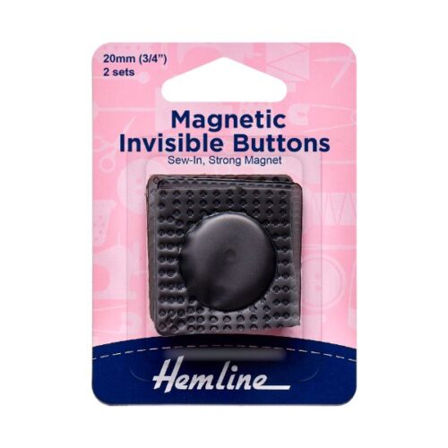 H4604.BK Hemline Magnetic Invisible Buttons 2 Pieces Black
