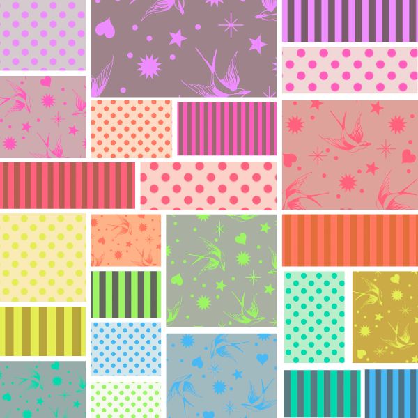 Neon True Colors Fat Quarter Pack (24): Tula Pink: (Cut In-house)