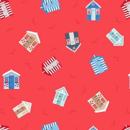 SM61.2 Beach Huts on Light Red