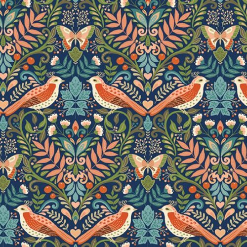 2612.B Damask in Navy Luxe Makower